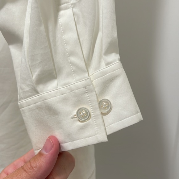 NWT Theory Joscla Blouse Off The Shoulder Top Size Petite XS White Rand Light - Picture 11 of 16